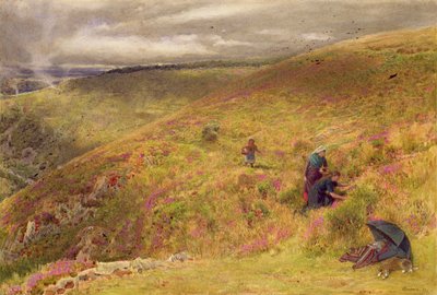 サウスダウンズ、1879年（WC、ボディカラー、インク、紙に擦り傷） 作： Albert Goodwin